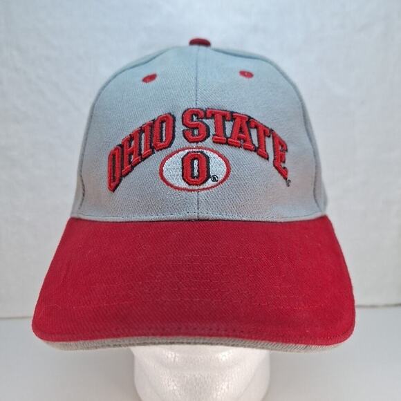 Ohio State Buckeyes Football Cap Adjustable Strapback Hat Gray Red 100% Cotton - Picture 1 of 9